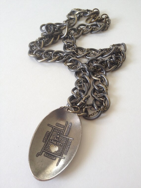 Items similar to Utah Heart Necklace, Utah Jewelry, Spoon Necklace
