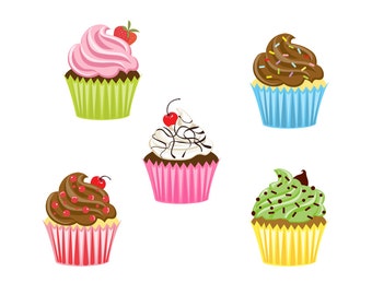Cupcake Clipart Digital for scrapbooking, stationery, etc Instant download