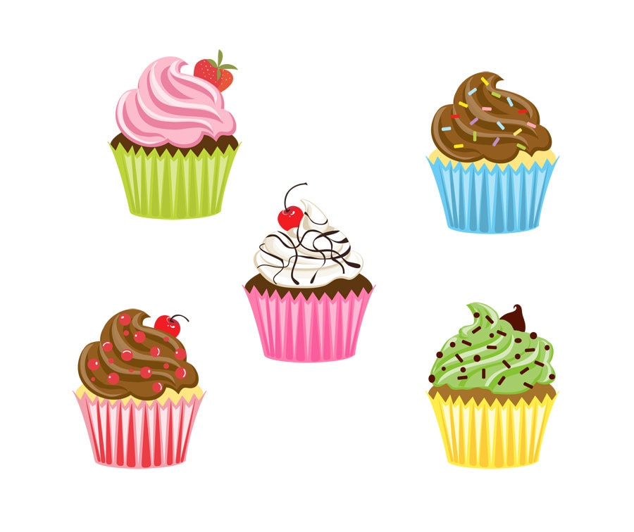 Cupcake Clipart Digital for scrapbooking, stationery, etc Instant
