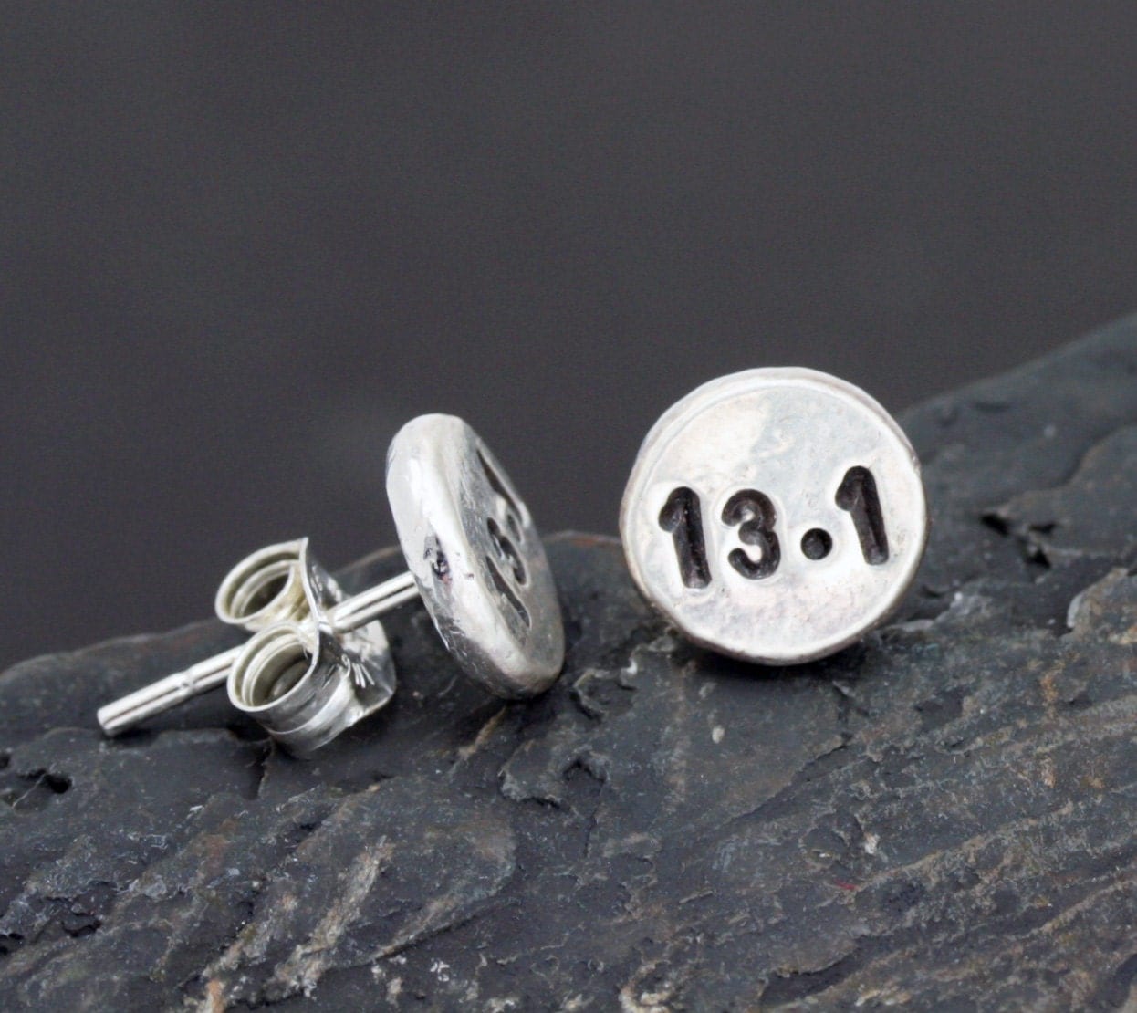 Running Jewelry 13.1 Sterling Silver Stud Earrings Half