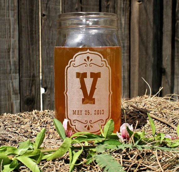 Etched Mason Jar DIY Candle Centerpieces Etched Glass