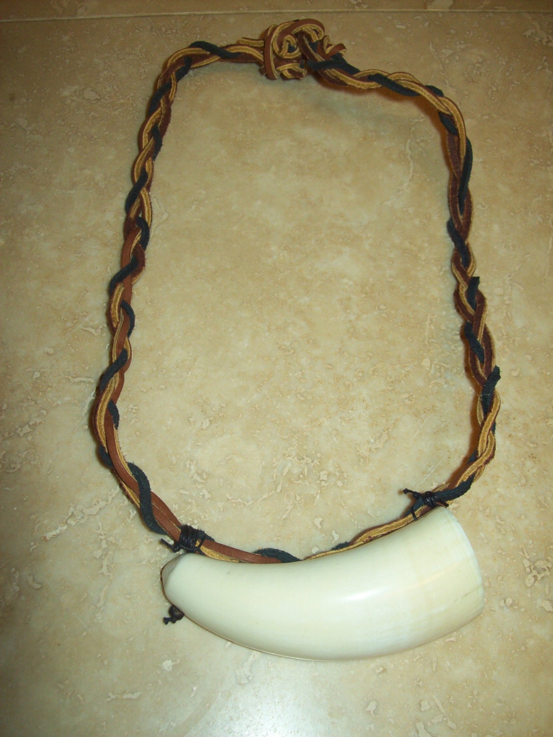 Papered Antique Orca Whale tooth necklace native american Made