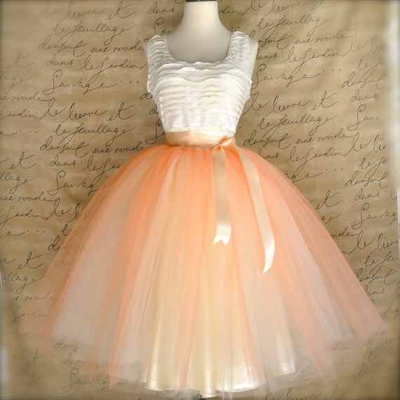 Items similar to Women's tulle skirt in peach and cream. Peach over ...