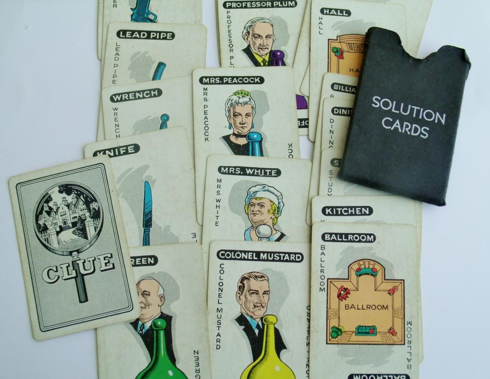 Vintage game cards 1949 Clue Game 21 cards