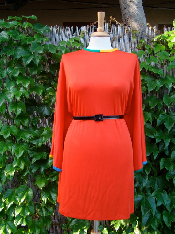 Vintage 60s / Mod / Red / Scooter / Tunic / Blouse / Large