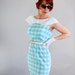 Sale - A Gogo V. Handmade Original Wiggle Dress. Aqua Blue Gingham. Day Dress. Mad Men Fashion. Weddings. Party Dress. Spring. Medium