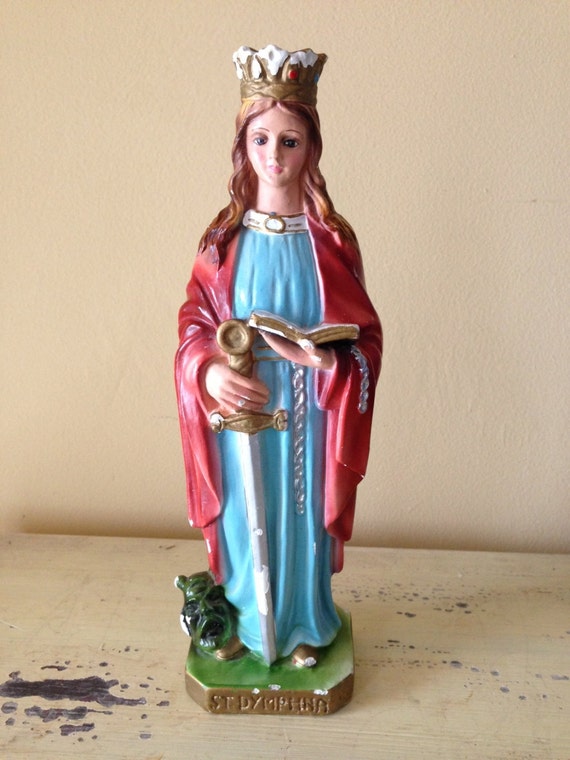 Vintage Statue Religious Saint Dymphna Catholic italy Columbia