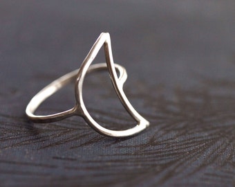 Crescent Moon Wire Ring - Sterling Silver - Made to Order