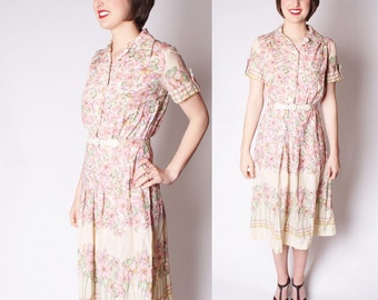 70s Floral Pastel Dress / 1970s Dresses / Pastel Floral Dresses / 70s Dresses / Vintage Floral / 2291