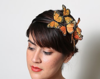 Orange Monarch Butterfly Headband - fall, bright, woodland, fairy tale