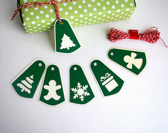 Christmas Tags ,Gift Tags Set, Set of 6 Handmade Tags A649 Il_570xn