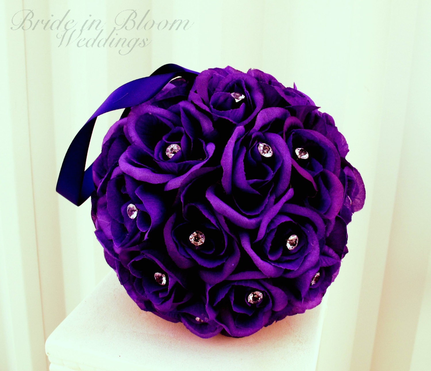 Wedding flower balls flower girl pomander purple bouquet