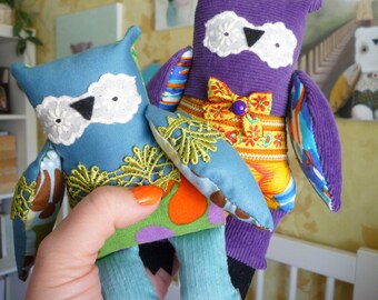 Owl Mystery Bag Grab Bag ,1 little owl, soft art toy by Wassupbrothers.