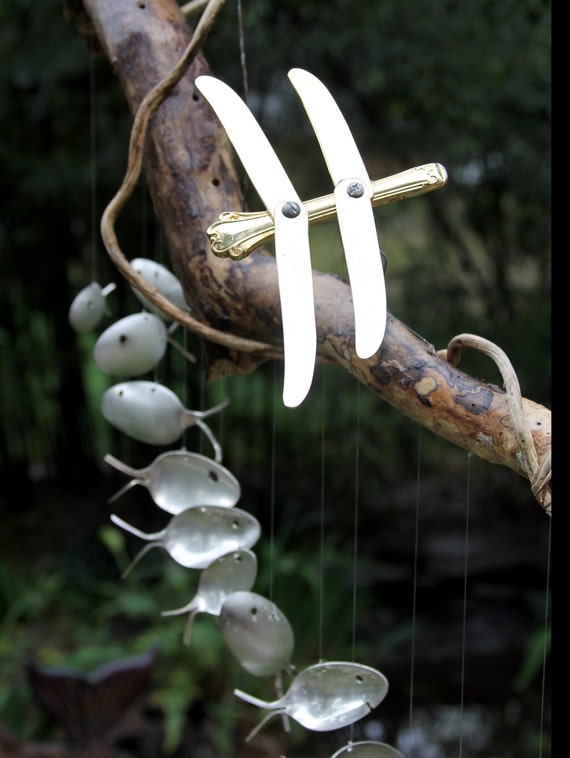 Knife Blade Dragonfly Spoon Fish Wind Chime Silverware Old Knife Blade Dragonfly Spoon Fish Wind Chime Silverware Old Private Fishing Pond