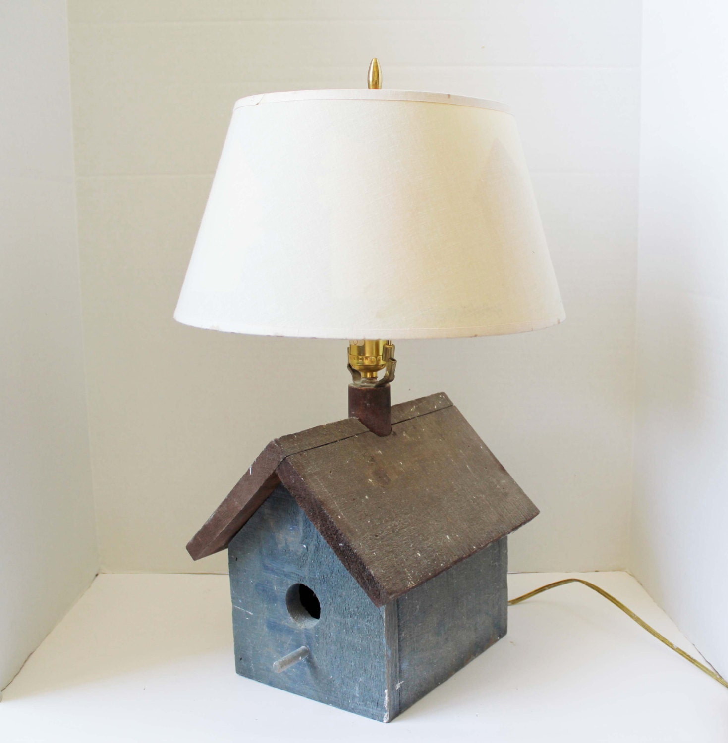 Rustic Birdhouse Lamp with Matching Bird House Lamp Shade