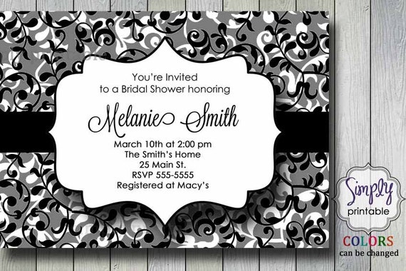 Bridal Shower Invitation Black & White Il_570xn