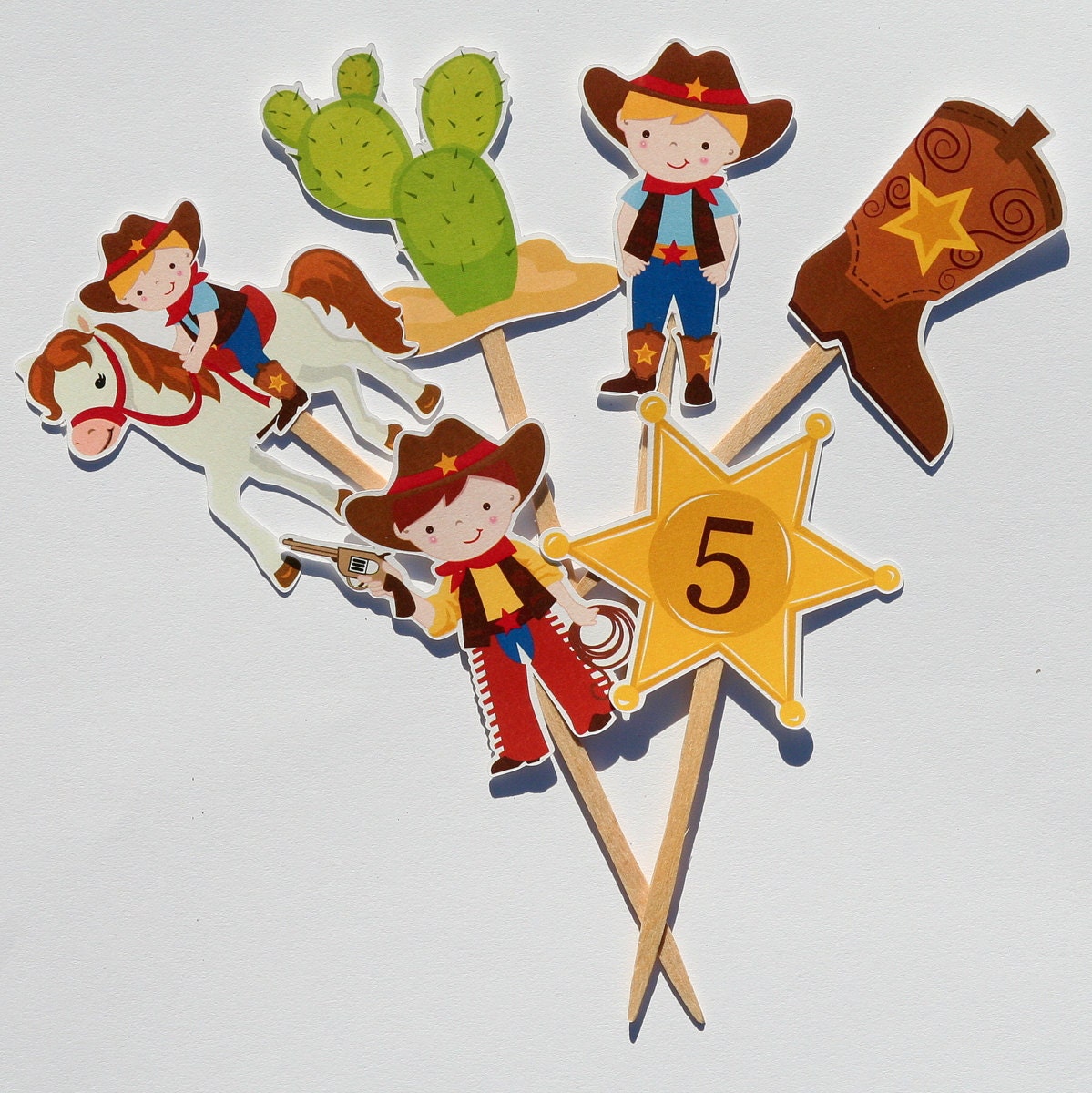 Cowboy Party Assorted Cupcake Toppers Set of by PaperPartyParade