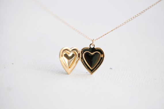Heart Locket Necklace - 14k gold filled heart locket pendant necklace, gift for her, Valentines day