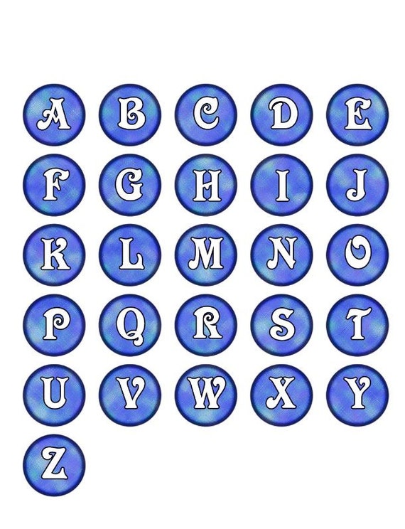 abcs in blue alphabet letters for bottlecap images brushed