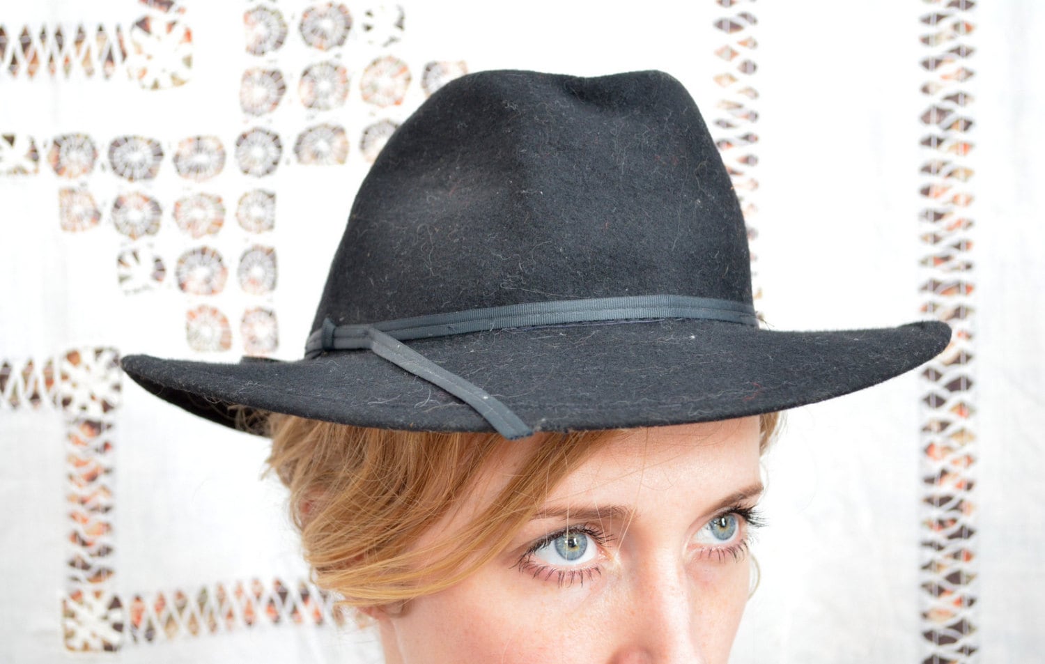 Vintage Women's Black Felt Cowboy Bolero Stlye Western Hat