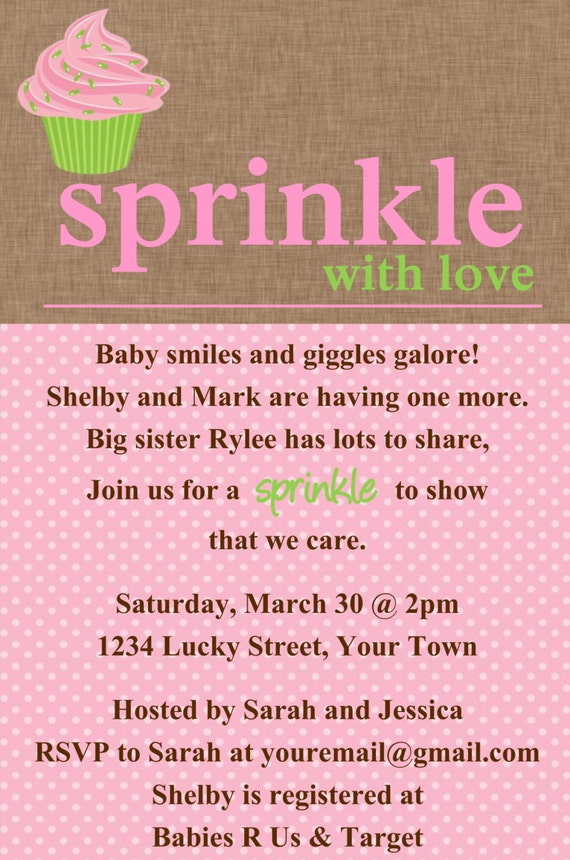 Sprinkle baby shower Cupcake Invitation Template 4x6