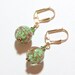 Venetian Glass Green Ball Earrings, Murano Glass Leverback Earrings, Italian Jewelry