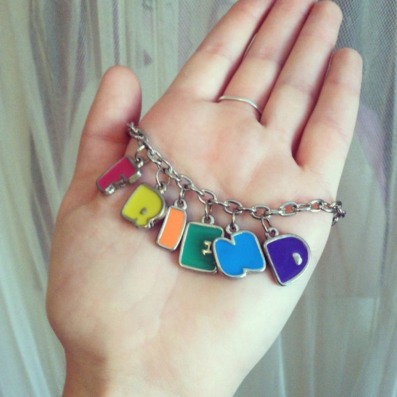 90s silver chain Friendship Bracelet // bubble by LoyalVintage