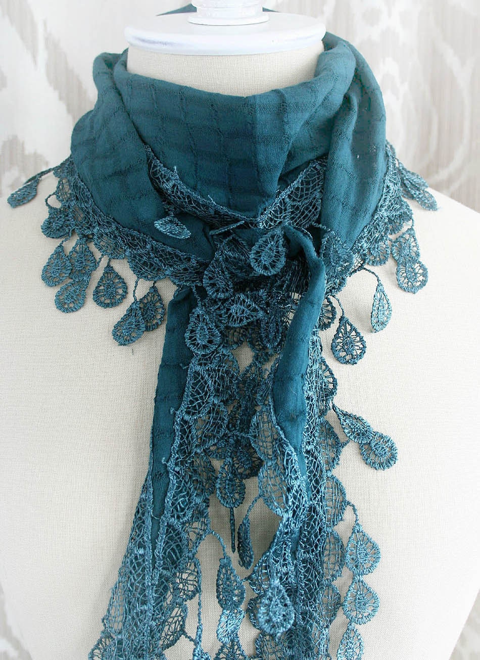 RAIN DROPS lace scarf vintage Victorian inspired lace scarf