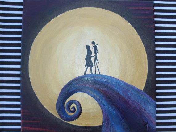 Items similar to Nightmare Before Christmas Painting, Jack and Sally on