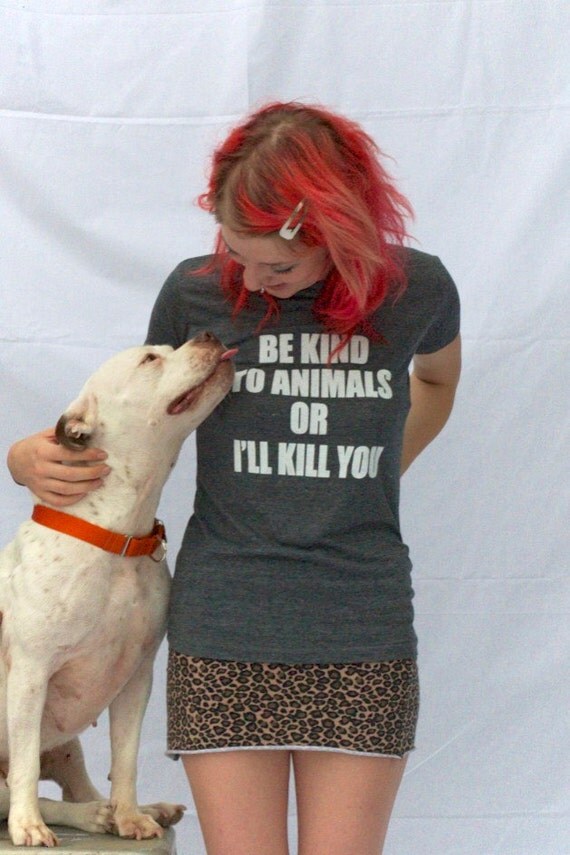 XL-Animal rights rescue remake Charcoal grey t shirt Be kind to animals. Tongue and cheek vegan-Womens  Benefits dog cat rescue