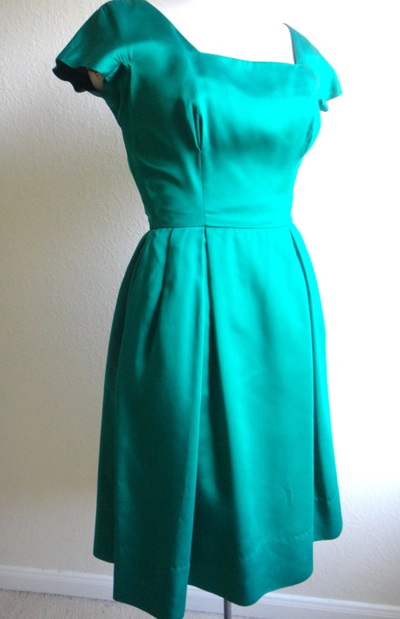 Emerald Green Satin Dress