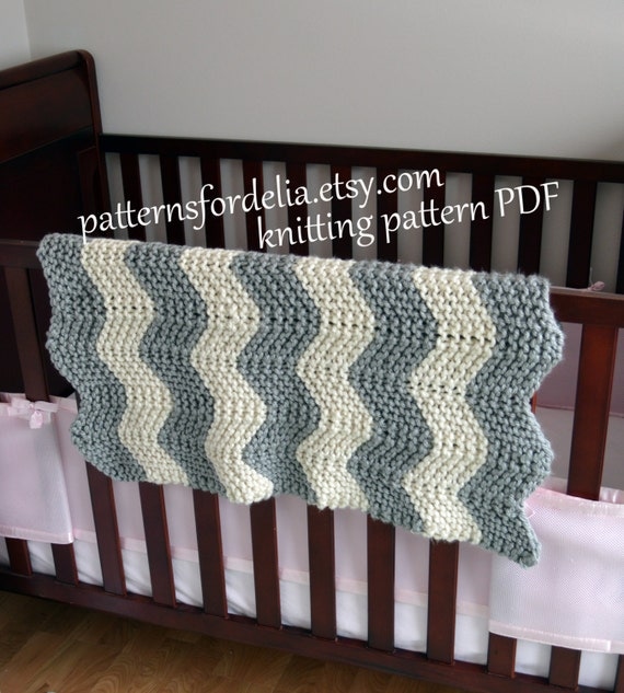 Chunky Chevron Baby Blanket KNITTING PATTERN easy beginner zig