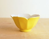 Vintage Yellow Tulip Bowl - Ceramic Jewelry Dish Tealight Candle Holder