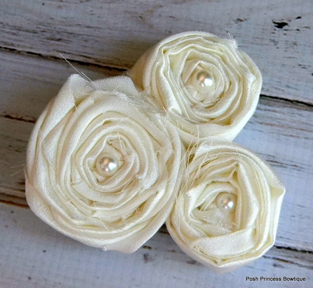 Ivory Flower Girl Hair Accessory White Flower Hair Clip Flower