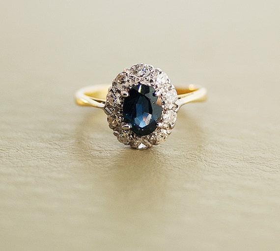 Antique Sapphire Ring Platinum and 18k Yellow by TheCopperCanary
