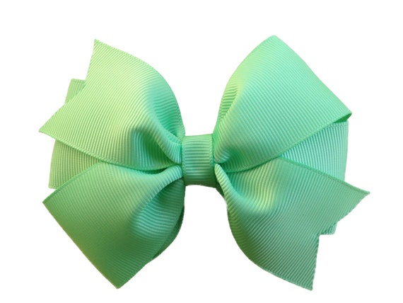 Mint green hair bow light green bow 4 inch hair bow