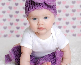Grape-alicious Hat and Leg Warmer Set - crochet
