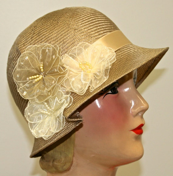 Items similar to Light Tan Straw Women's Hat, Cloche Hat, Kentucky ...