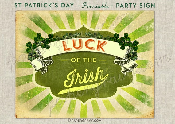 Vintage ST PATRICKS Day Wall Print Instant download