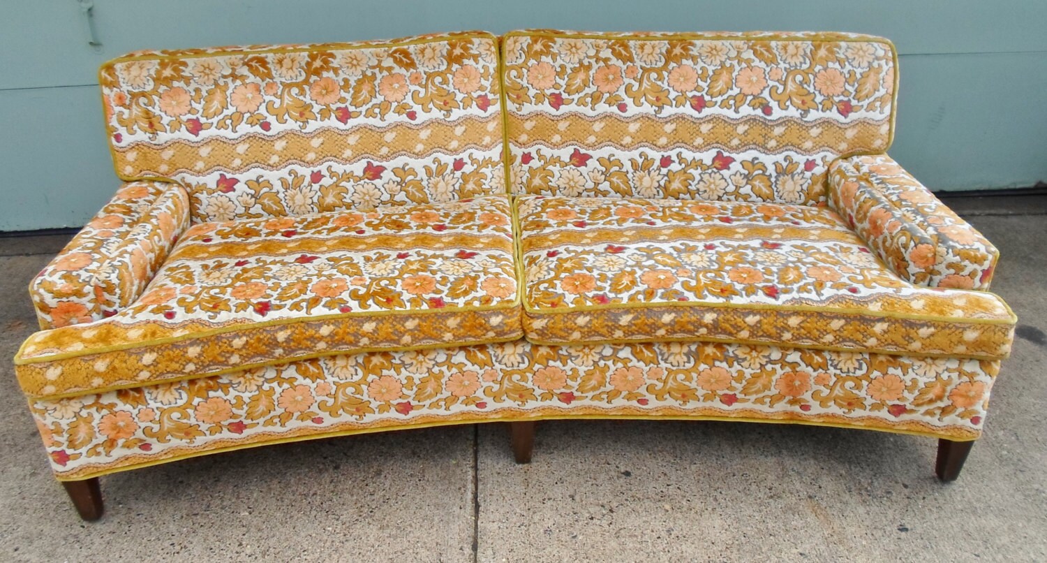 Vintage Conversation Sofa Couch Davenport Floral Tapestry