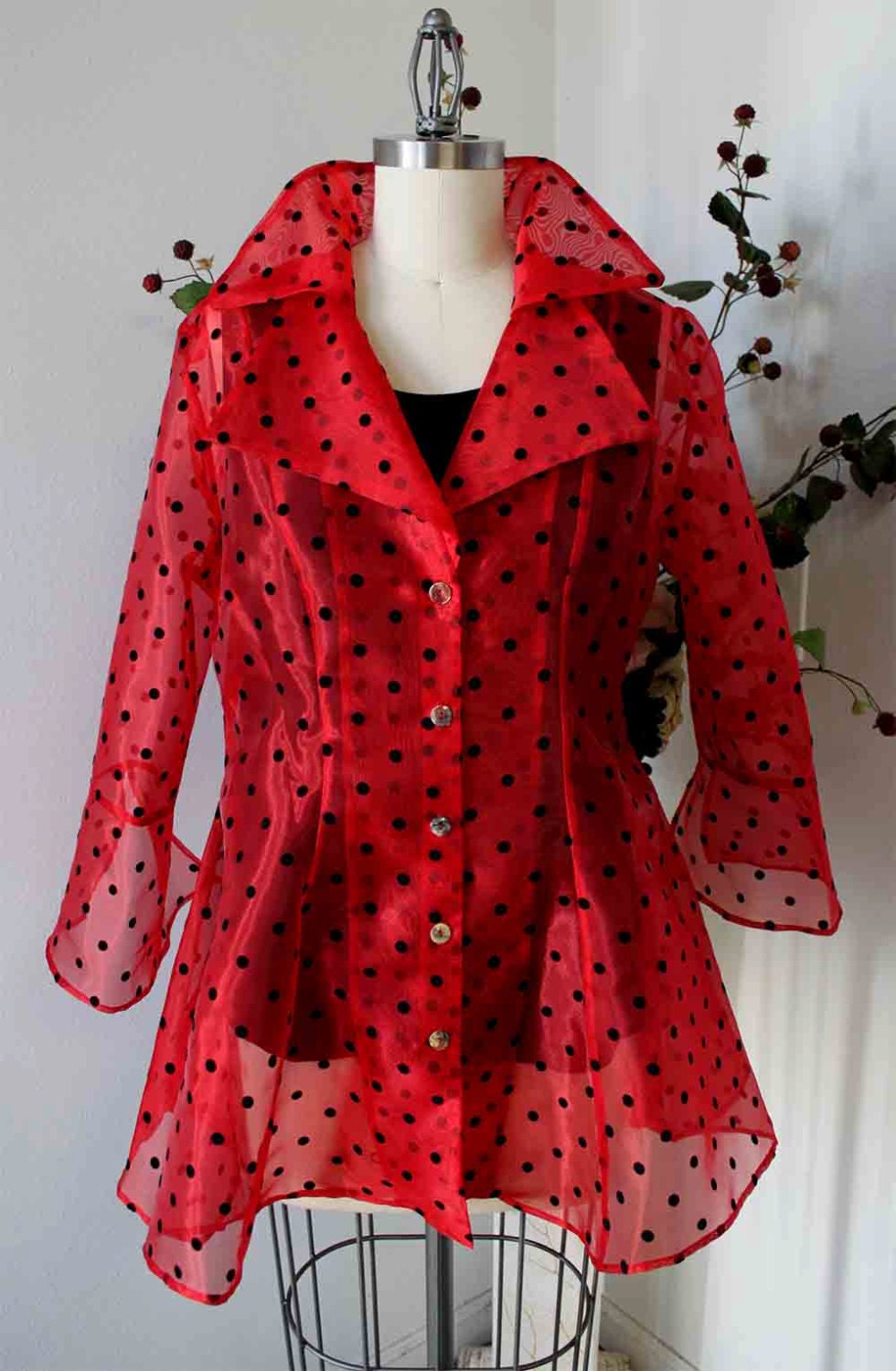 plus size polka dot blouse