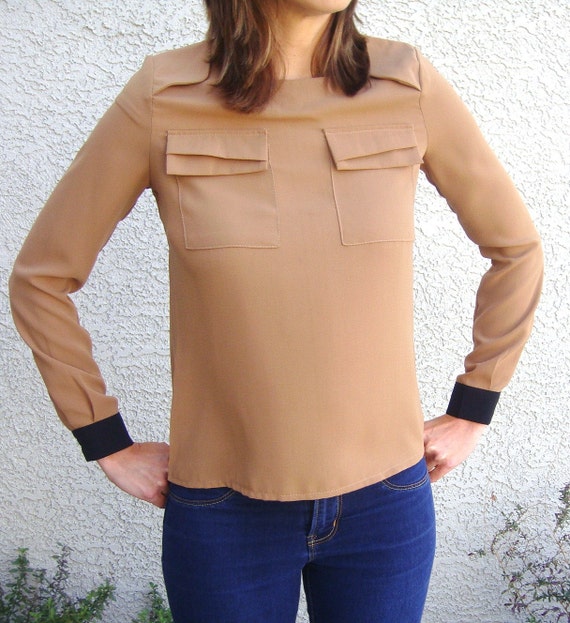 caramel blouse