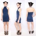 90's Blue Jean Bodycon Mini dress with Choker Collar