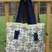 Gray, white, yellow and navy print Antibacterial Tote Bag