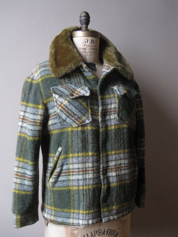 Vintage 60s70s Plaid Woolrich Coat Mens Size Medium Winter 7910