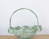 Metal Wire Basket, Fruit Bowl Flower Vintage Green Il_170x135