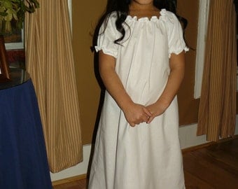 Girls White Cotton Nightgown With Eyelet Ruffle with option of Matching 18" Doll Gowns