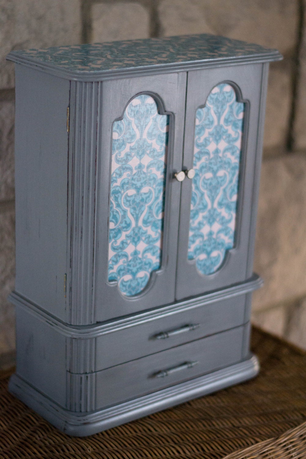 Jewelry Box Large Gray Vintage