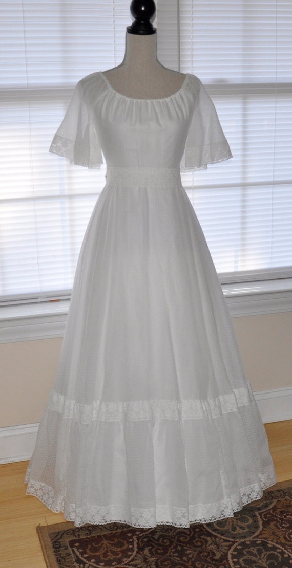 SALE 70s Bohemian  Hippie  WEDDING  Dress  Prairie Mod Folk