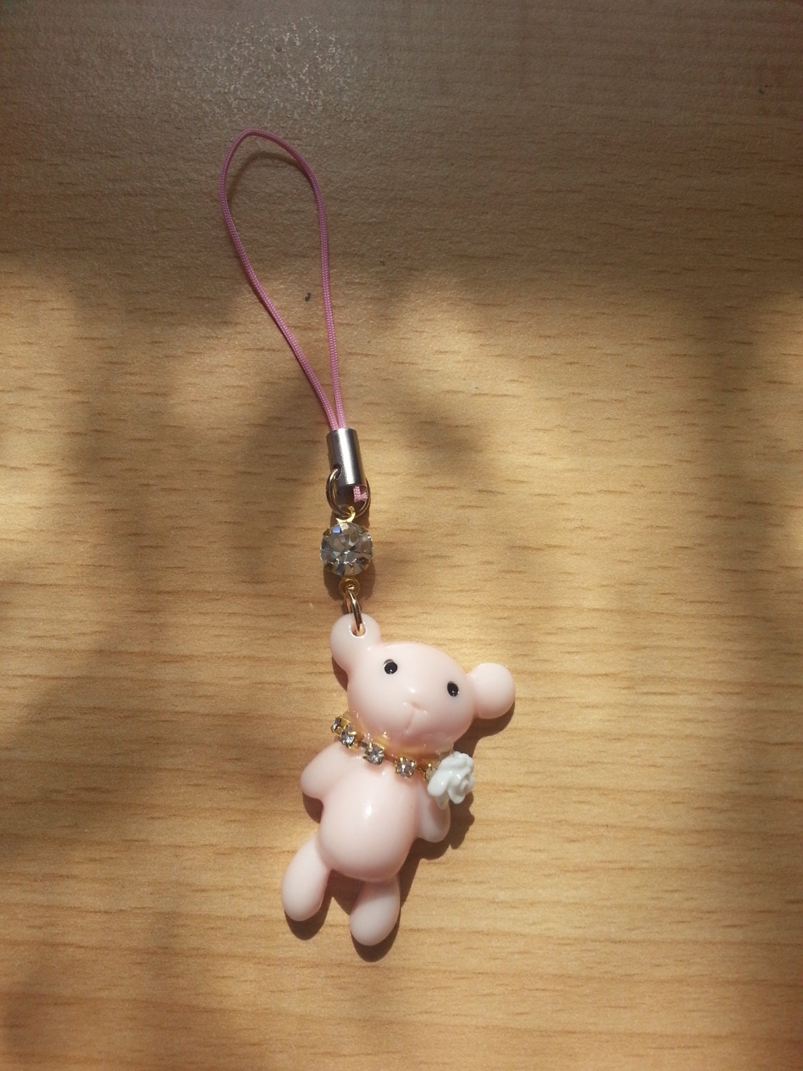 Pink Teddy Bear Phone/Bag Charm by GiftyBits on Etsy